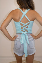 Load image into Gallery viewer, AQUA TIE BACK TOP
