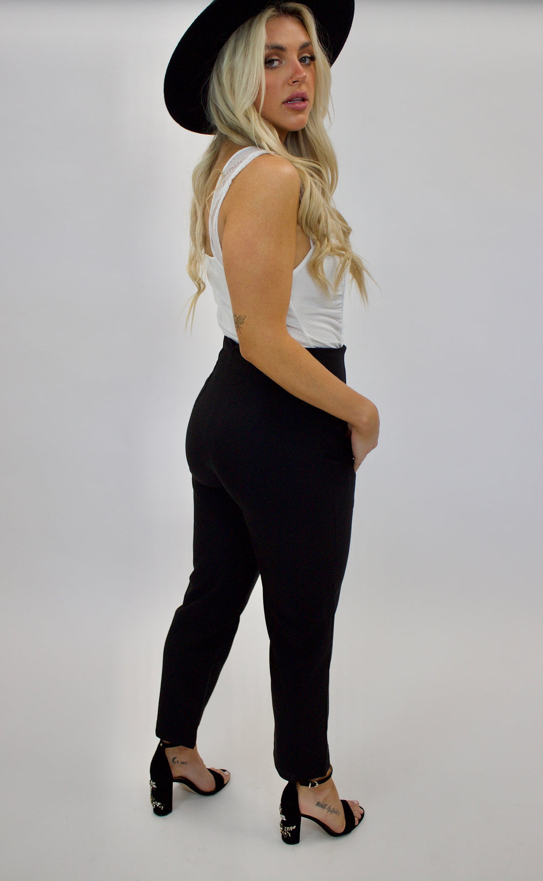 HIGH WAISTED TROUSERS BLK