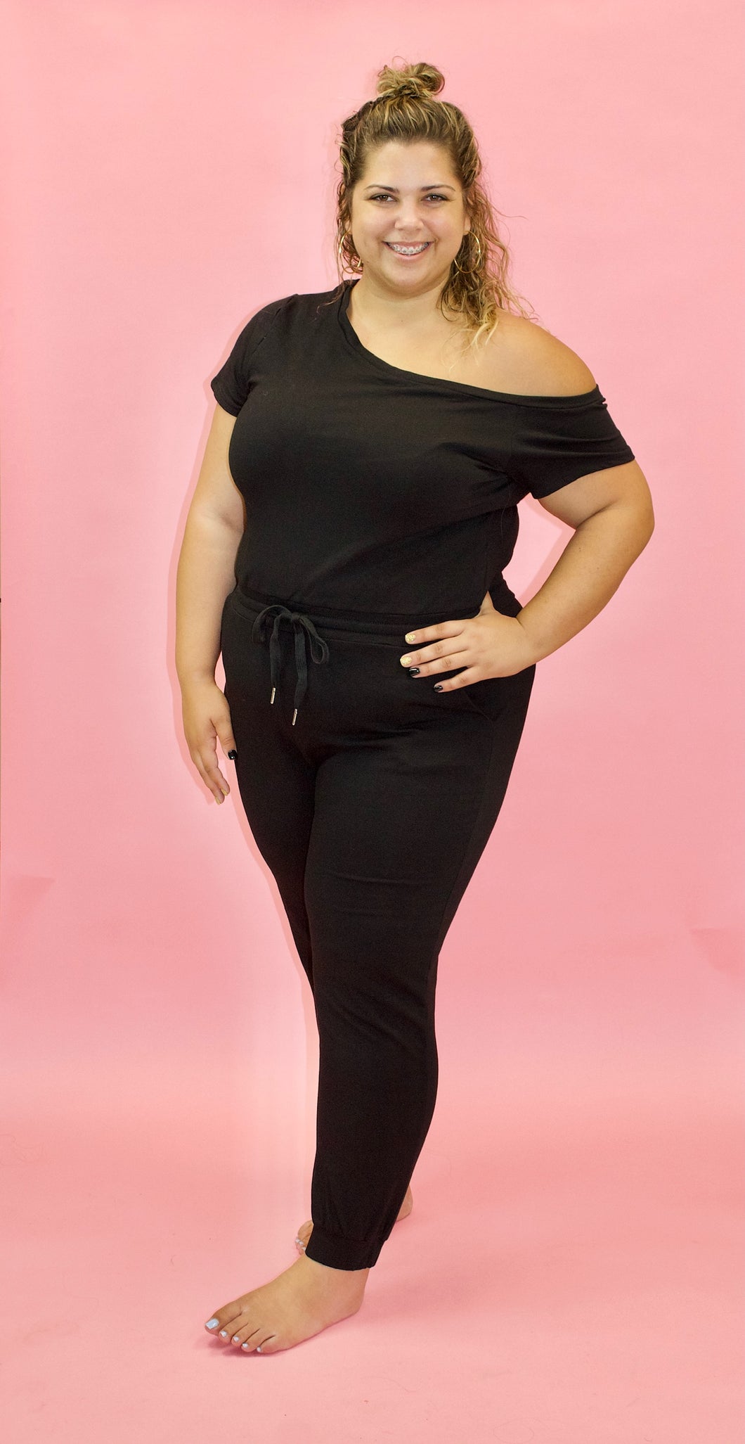 OFF SHOULDER JUMPSUIT BLK